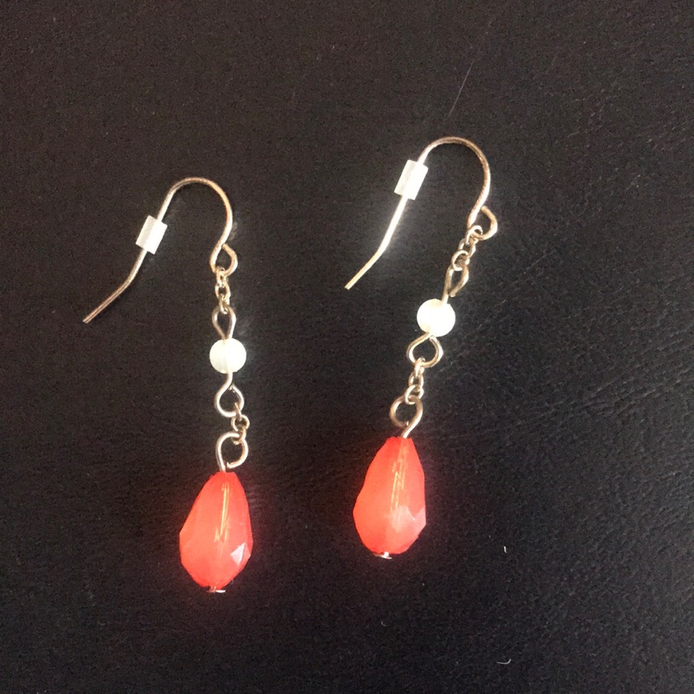 Drop earrings with beading